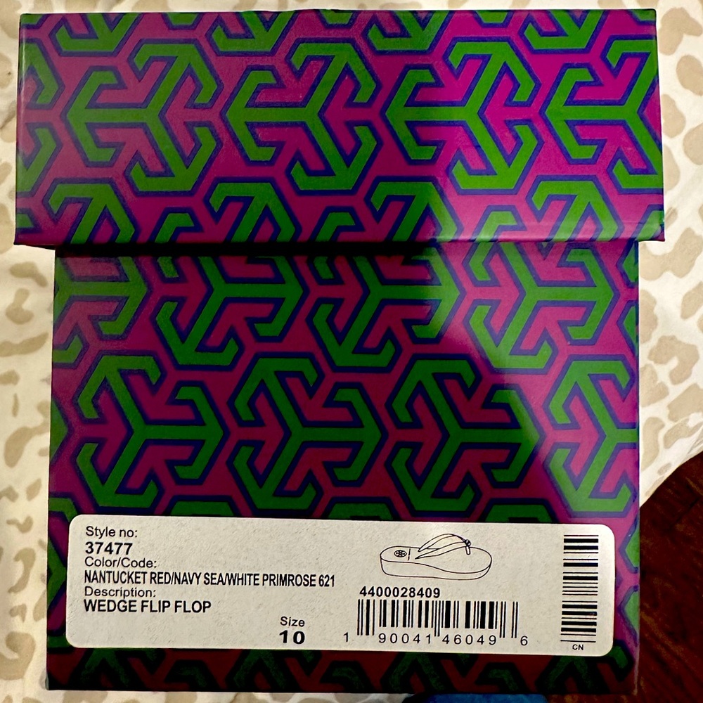 Tory Burch red/blue flip flops